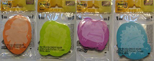 Post-it 3&#034;x3&#034; Super Sticky Notes, 4 Pack Set of Monsters