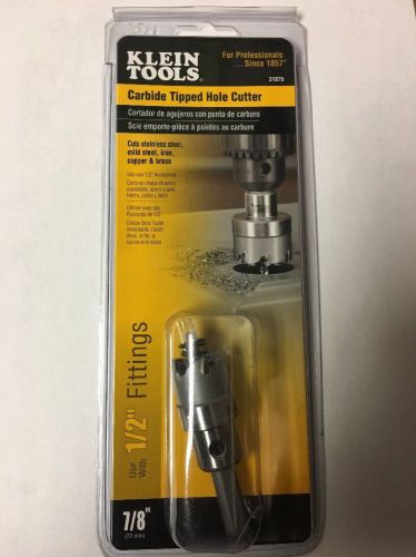KLEIN TOOLS CARBIDE TIPPED HOLE CUTTER 31875. NEW. 1/2&#034; Fittings, 7/8&#034;