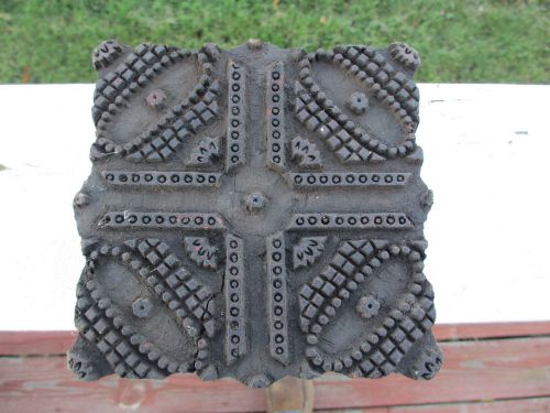 ANTIQUE 1800s TEXTILE WALL PAPER ART DESIGN PRINTING WOOD BLOCK STAMP TOOL #2