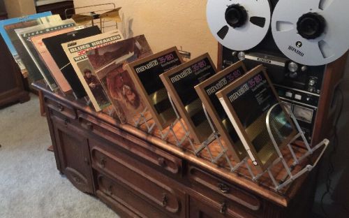 Vtg evans expanding file aluminum accordion rack vinyl album reel tape organizer for sale