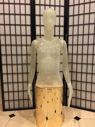 Beautiful Fiberglass Fashion Mannequin Clear Female Torso Half-Body With Stand