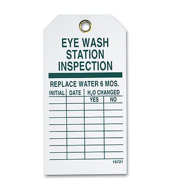 5-3/4&#034; x 3&#034; Eye Wash Station Inspection Tag with Tie (5 Tag)