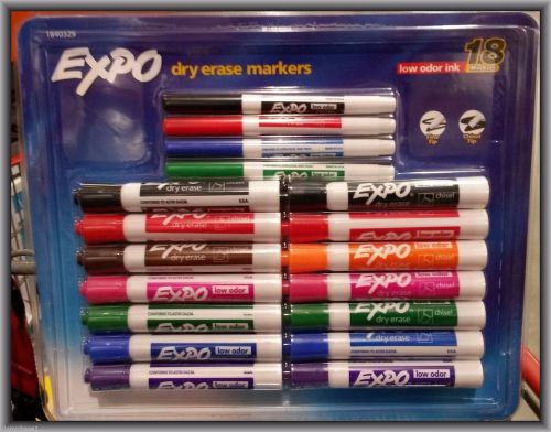 Expo Low odor Dry Erase Assorted color Markers  18 pcs