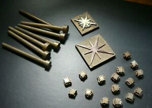 Hand Bookbinding, 7 Blank Shanks, &amp; 2 large &amp; 16 small, &amp;  9 tiny Brass Stars.