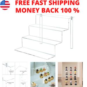 4 Steps Clear Display Stand Shelf for Collectibles Acrylic Display Riser Stand