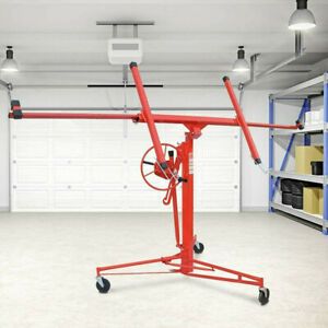 11&#039; Heavy Duty Drywall Panel Lift Sheetrock Hoist Holder Rolling Wheels 150LB