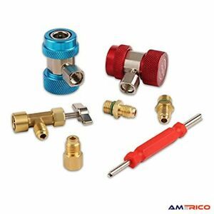 R134A Adapter Fitting Kit, AC 134a Quick Coupler Air Conditioner Refrigerant USA