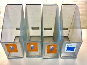 4 Metal File Holder Mesh Document Magazines Organize Storage Box Sorter Desktop