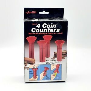 SUN HILL Set Of 4 COIN COUNTERS (No Nickel Wrapper) #A860 Red Funnel Tubes Read.