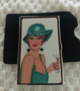 Business Card Holder Pictured with Sassy Lady holding a martini glass...a must s