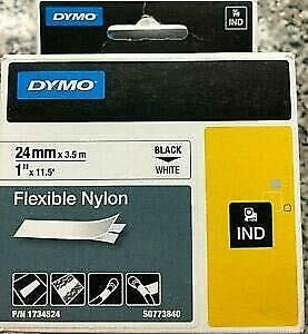Rhino Flexible Nylon Industrial Label Tape, 1&#034; x 11 1/2 ft, White/Black Print