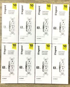 8 Boxes of 10 LEGRAND Duplex Outlet 3232WCP 15 AMP 125V Double Wall Outlets