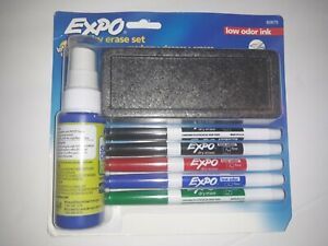 Expo Low Odor Ink Dry Erase 7 Peice Set With Board Eraser &amp; Safety&#039;s Choice...