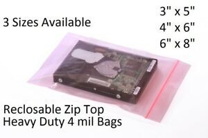 Pink Anti-Static Zip Seal Bags 4mil Reclosable Lock Top PAS 3x5&#034; 4x6&#034; 6x8&#034;