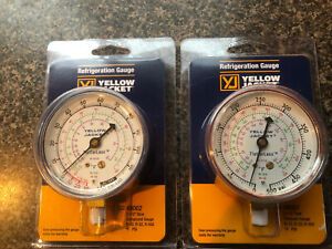 Yellow Jacket 49001(Red) &amp; 49002(Blue) 2-1/2&#034;  FluterLess Manifold Gauges (NIP)