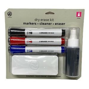 Dry-Erase Starter Kit, Chisel-Tip, Assorted Colors, 3 Markers, Board Cleaner