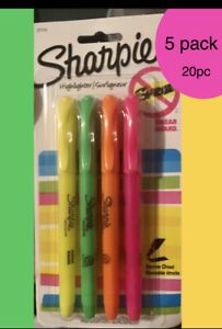 Lot of  5: Sharpie Narrow Chisel Tip Assorted Highlighters Smear Guard 4 Pack