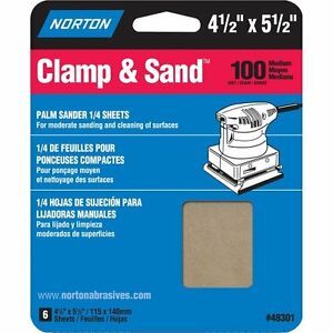Norton Clamp &amp; Sand Abrasive Sheet, Aluminum Oxide, 5-1/2&#034; Length x 4-1/2&#034; Width