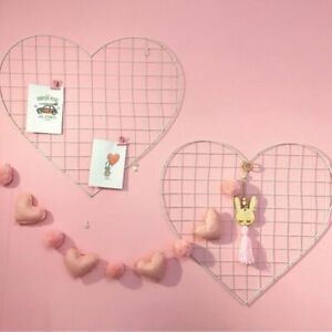 Living Room Iron Photo Grid Panel Mesh Design Heart Shaped Wall Mounted