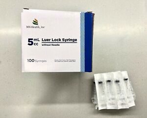 MN Health Sterile Luer Lock Syringe Without Needle 5cc 100/pk