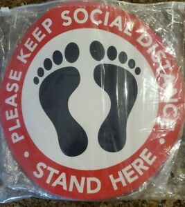 25 Pack 12&#034; Social Distancing Floor Decals Stickers PLEASE KEEP SOCIAL DISTANCE