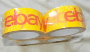 NEW 4 Rolls YELLOW eBay-Branded Packaging Tape  2&#034; x 75 Yards Each