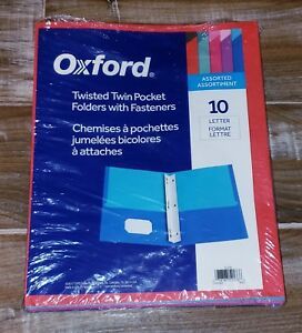 Oxford Twisted Twin Textured Pocket Folders Letter Assorted 10/PK 51276
