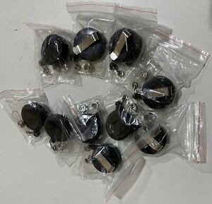 10 Black Retractable Badge Reel ID Card Holder Key Metal Clip Clear Vinyl Strap