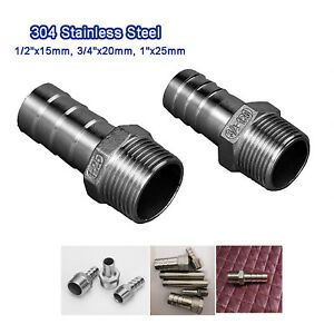 Stainless Steel Male BSP Thread Pipe Fitting, Barb Hose Tail Connector 1/2 3/4 1