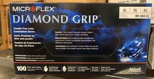 Microflex Diamond Grip Powder Free Latex Exam Gloves MF300XL (Box of 100)