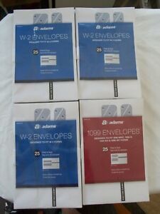 3  &#034;Adams W-2 Peel &amp; Seal 25 Packs Envelopes&#034; + 1099 Envelopes BONUS / All New