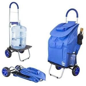 Bigger Trolley Dolly Shopping Grocery Foldable Cart Blue