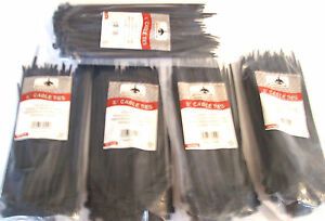 500 GOLIATH INDUSTRIAL 8&#034; BLACK WIRE CABLE ZIP TIES NYLON TIE WRAPS WHOLESALE