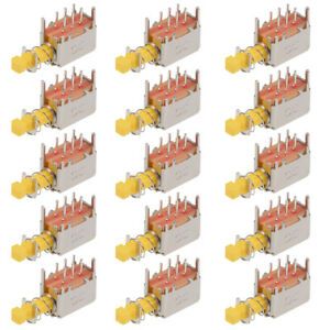 Push Button Switch DPDT 6 Pin 1 Position Self-Locking Yellow 15pcs