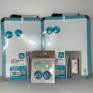 Lot of 2 Pen + Gear Magnetic Dry Erase Board &amp; Extra Magnets NEW
