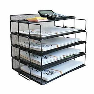 LUCYCAZ Letter Tray, 4 Tier Stackable Paper Tray File Organizer for Desk,