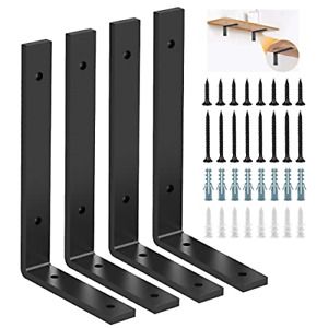 L Shelf Brackets 10 inch, Heavy Duty Metal Shelf Brackets, Rustic Industrial for