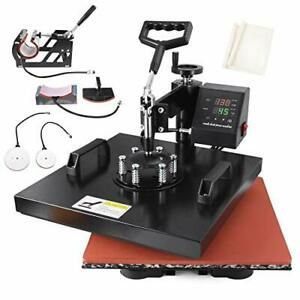 Seeutek Heat Press 15x15 inch Heat Press 5 in 1 Machine 360-Degree Swing Away