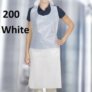 200 Pcs Disposable Plastic Polythene Aprons 20 Micron Flat Pack Waterproof UK