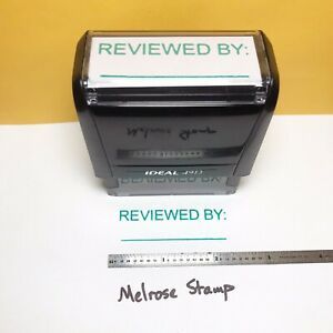 Reviewed By With Line Rubber Stamp Green Ink Self Inking Ideal 4913