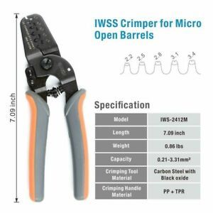 Mini Open Barrel Crimping Tools Crimper Terminal Plier IWS-2412M for 24-12AWG