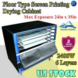 US 24x35in 2400W 6 Layers Floor Type Screen Printing Drying Cabinet Max Exposure