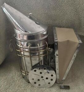 Bee Hive Smoker  w/ Heat Shield, Calming Beekeeping Equipment, Leather Bellows
