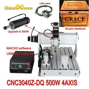 CNC 3040Z-DQ 4-axis mini milling machine Engraver Engraving Drilling Cutting500W