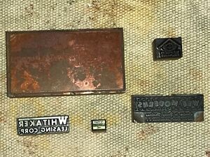 METAL WOOD MOUNTED PRINTER&#039;S VINTAGE BLOCK STAMPS-5