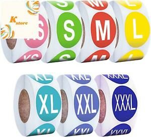 3500 PCS 1” Clothing Size Sticker Round Colorful Clothes Strip Size Labels Cir