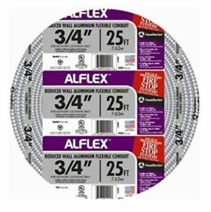 New! Aluminum Flexible Conduit 3/4&#034; 25 Feet Alflex Reduced Wall