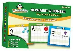 Dry Erase Alphabet/Number Flash Cards, 5.5W x 4.25 L x 0.25H, White,