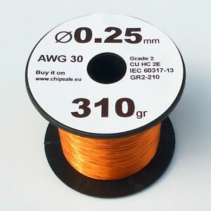 0.25 mm 30 AWG Gauge 310 gr ~690 m (0.7 lb) Magnet Wire Enameled Copper Coil