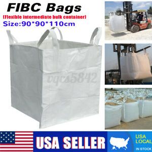 3300LBS 35x35x43 Heavy Duty FIBC Bulk Super Ton Bag Duffle Top Flat Bottom Sacks